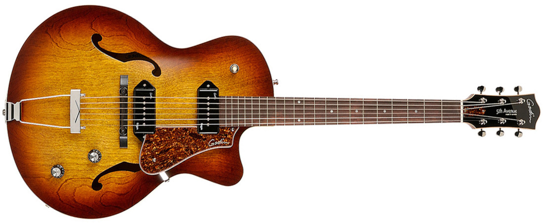 Godin 5th Avenue Cw Kingpin Ii 2p90 Ht Rw - Cognac Burst - Guitare Électrique 3/4 Caisse & Jazz - Main picture