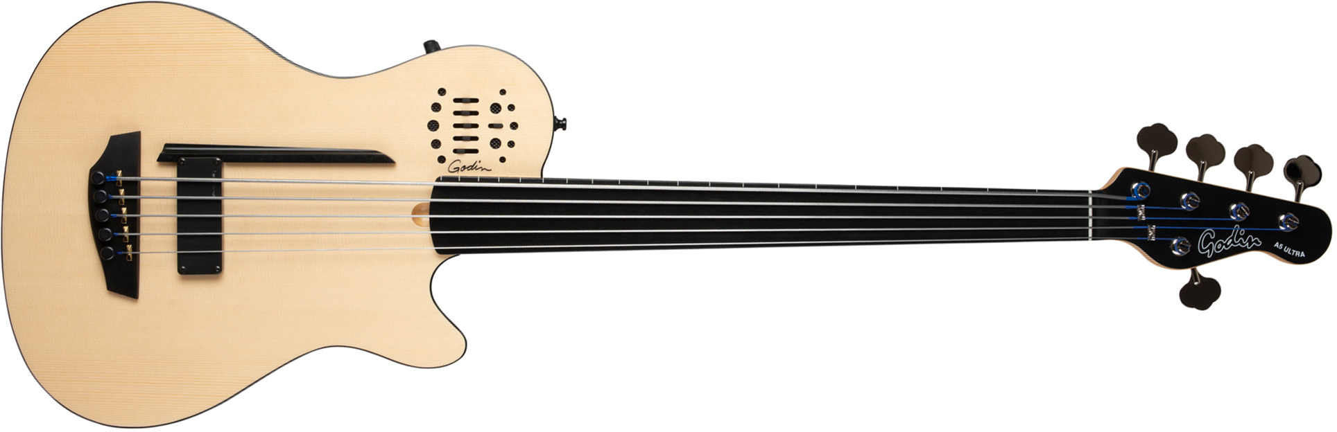 Godin A5 Ultra Fretless A/e 5c Epicea Tilleul Ric - Natural Semi Gloss - Basse Acoustique - Main picture