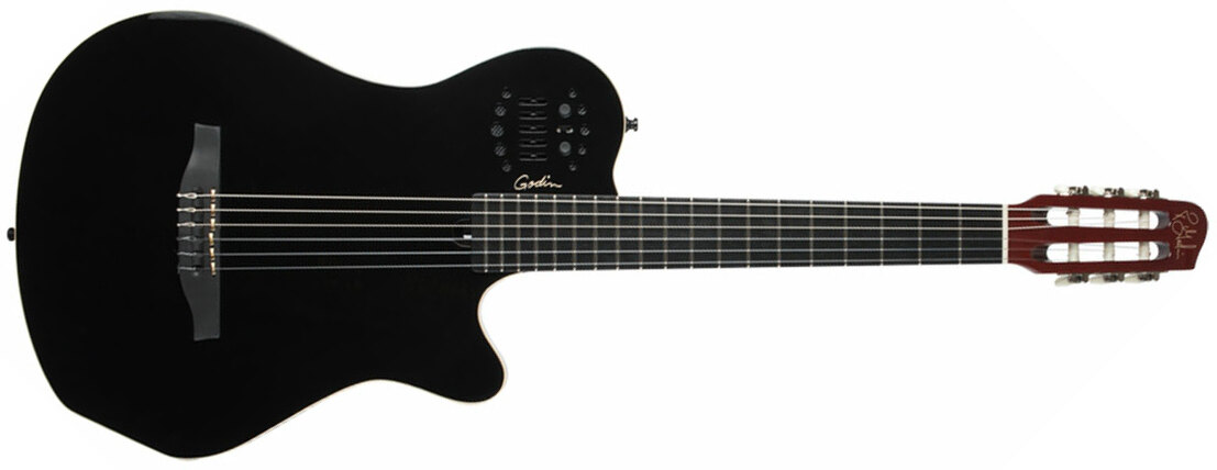 Godin Multiac Nylon Acs Sa Grand Concert Cedre Acajou Ric Synth Access - Black Hg - Guitare Acoustique - Main picture