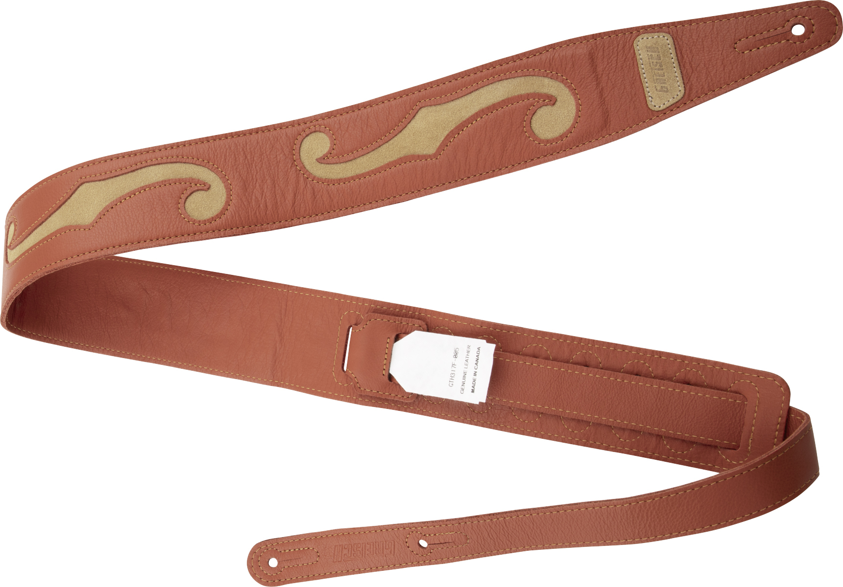 Gretsch F-holes Leather Guitar Strap 3-inch Cuir Orange & Tan - Sangle Courroie - Main picture
