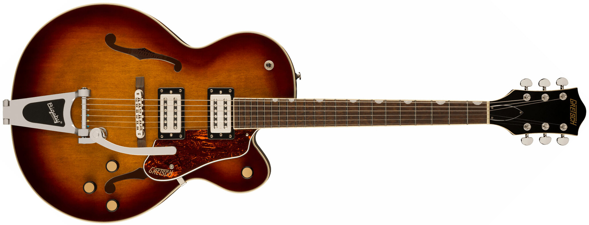 Gretsch G2420t Streamliner Hollow Body Bigsby 2h Trem Lau - Havana Burst - Guitare Électrique 3/4 Caisse & Jazz - Main picture