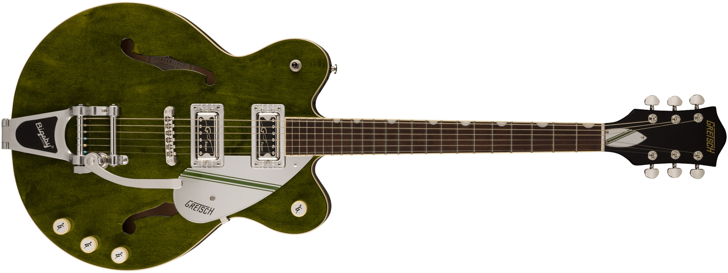 Gretsch G2604t Streamliner Rally Ii Center Block Dc Bigsby 2h Trem Lau - Rally Green Stain - Guitare Électrique 1/2 Caisse - Main picture