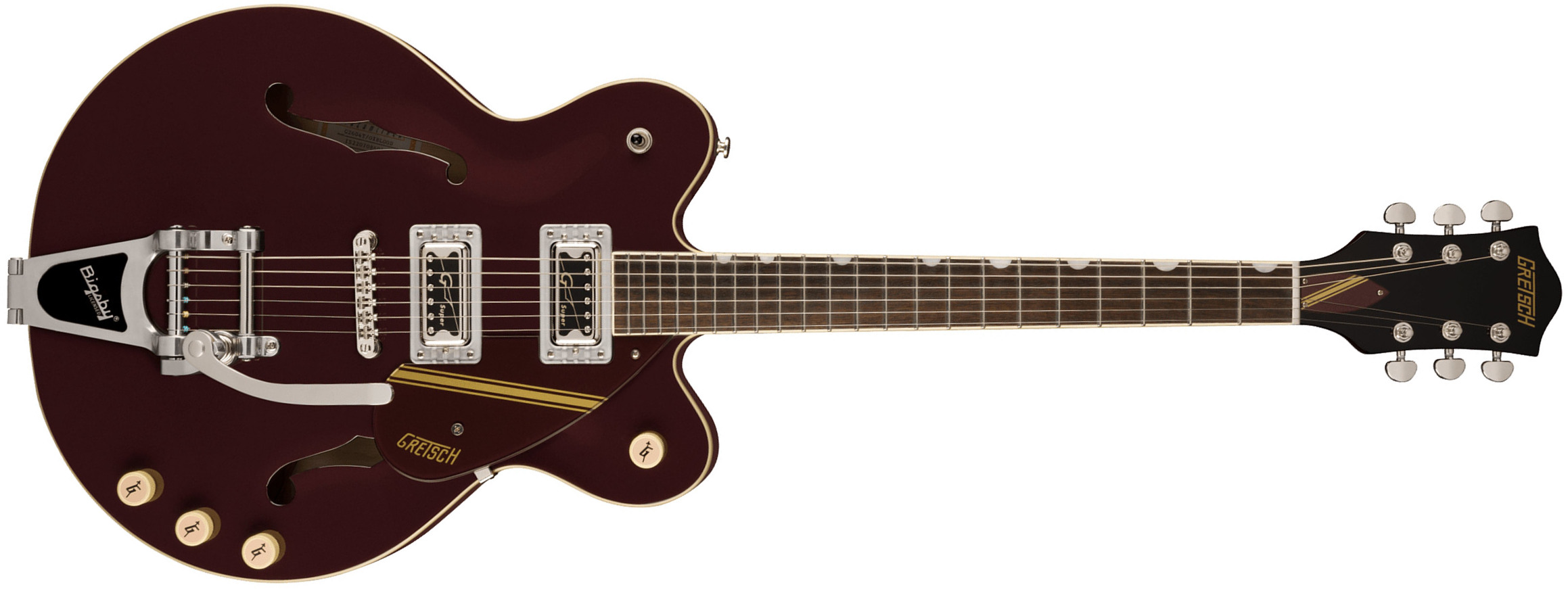 Gretsch G2604t Streamliner Rally Ii Center Block Dc Bigsby 2h Trem Lau - 2-tone Oxblood/walnut Stain - Guitare Électrique 1/2 Caisse - Main picture