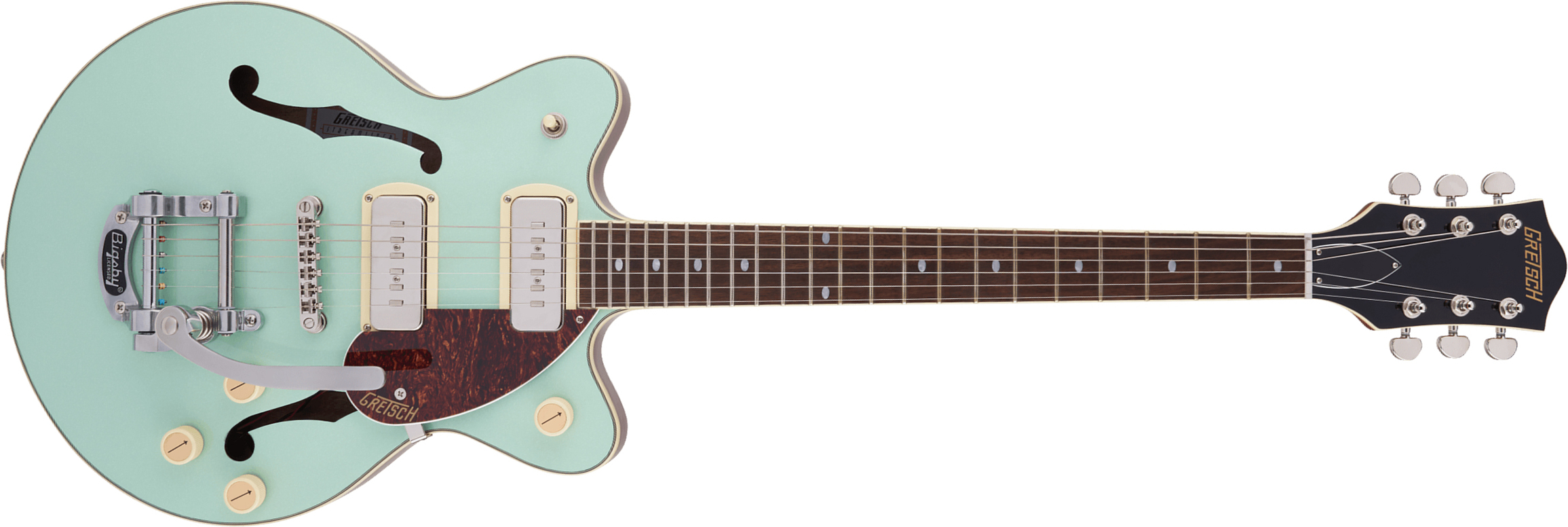 Gretsch G2655t-p90 Streamliner Center Block Jr Bigsby Ss Trem Lau - Mint Metallic - Guitare Électrique 1/2 Caisse - Main picture