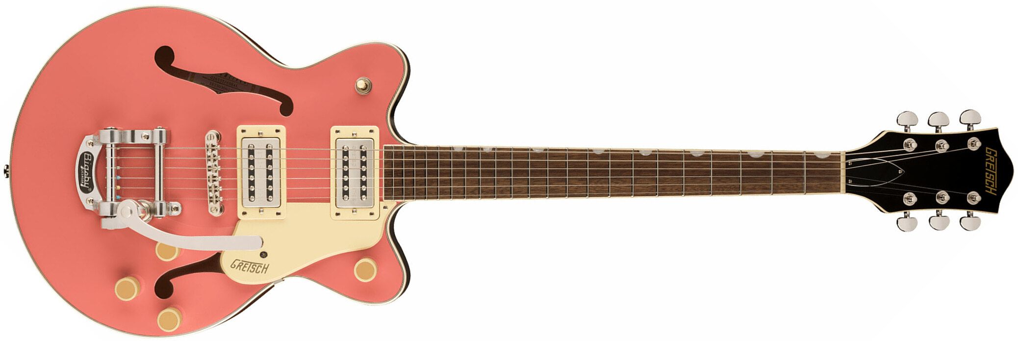 Gretsch G2655t Streamliner Center Block Jr Dc Bigsby 2h Trem Lau - Coral - Guitare Électrique Double Cut - Main picture