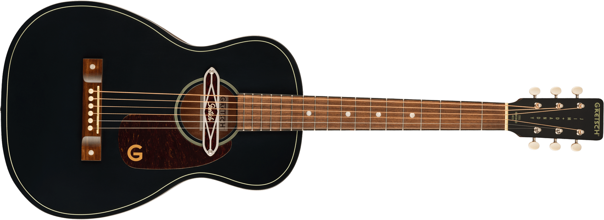 Gretsch Jim Dandy Deltolux Parlor Tout Sapele Noy - Black Top Semi Gloss - Guitare Electro Acoustique - Main picture