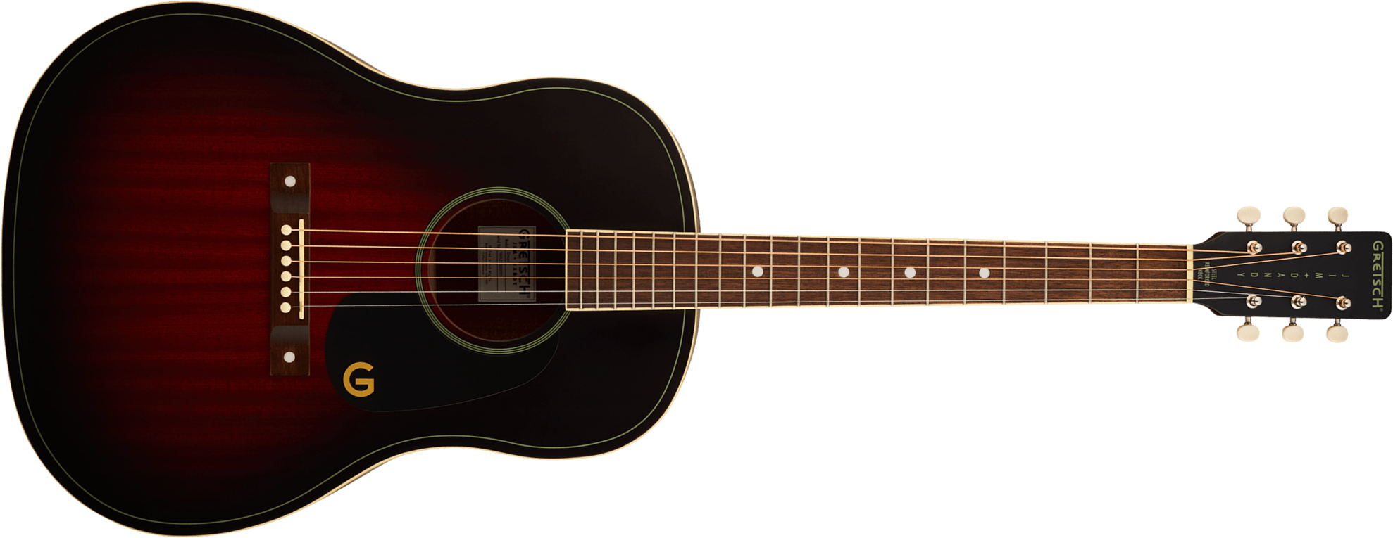 Gretsch Jim Dandy Dreadnought Tout Tilleul Noy - Deep Cherry Burst - Guitare Folk - Main picture