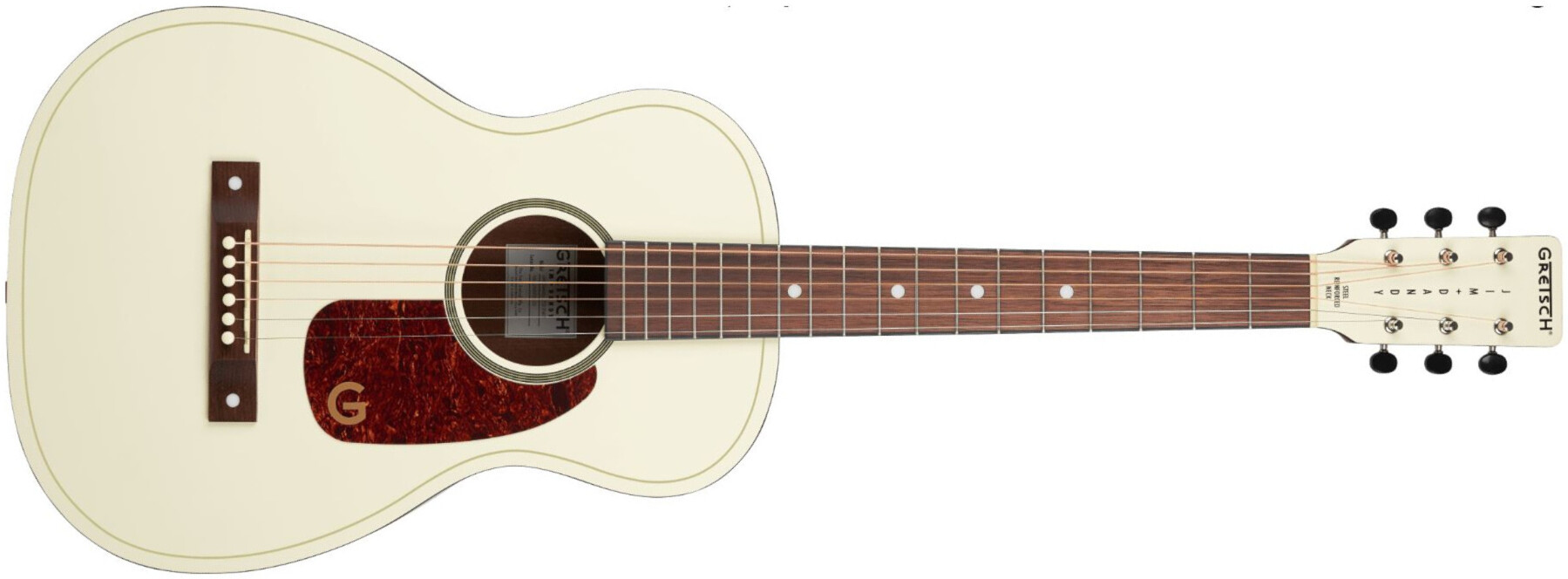 Gretsch Jim Dandy Parlor Ltd Sapele Wal - Vintage White - Guitare Folk - Main picture