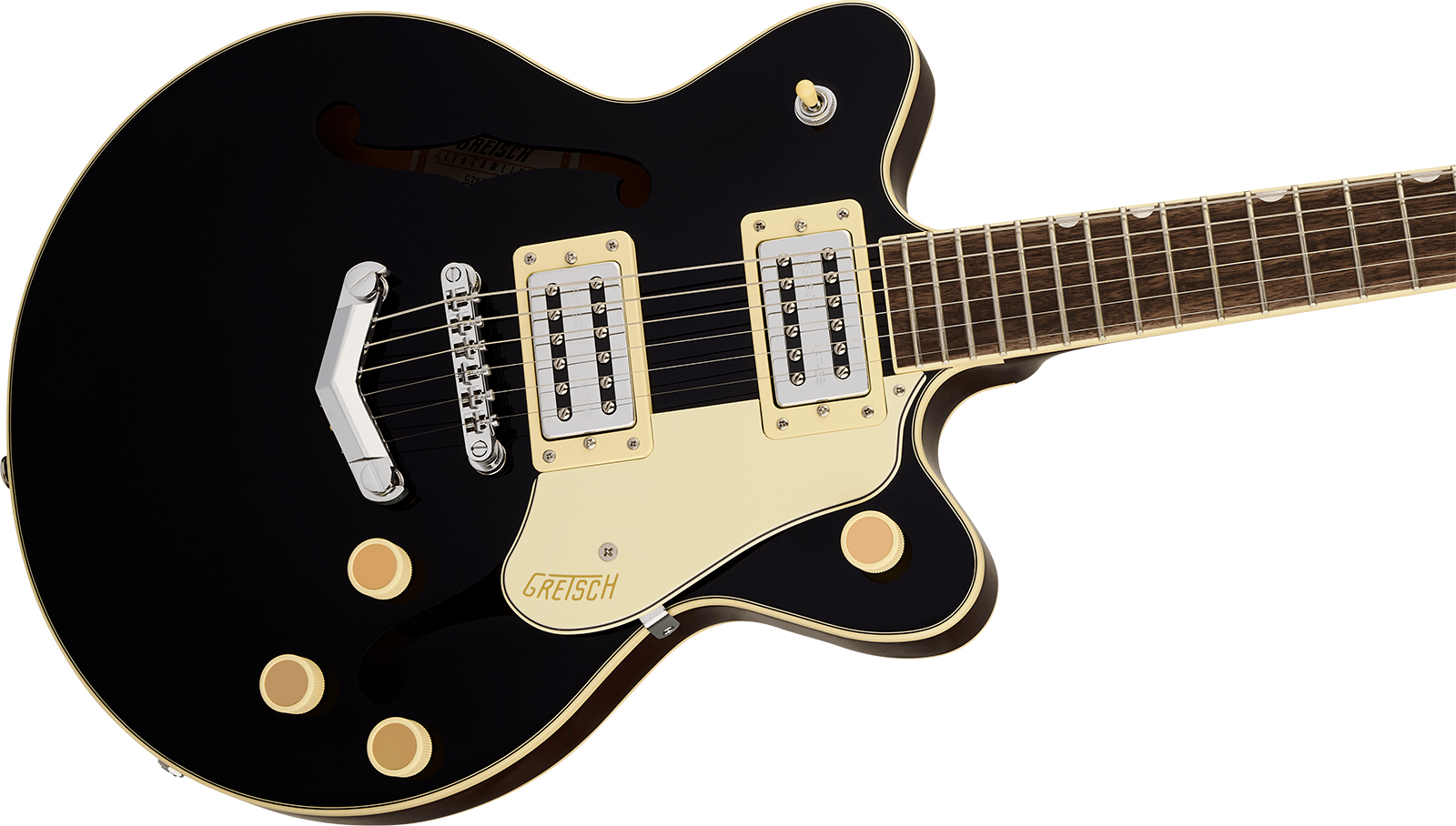 Gretsch G2655 Center Block Jr Dc V-stoptail Streamliner 2h Ht Lau - Black - Guitare Électrique Double Cut - Variation 2