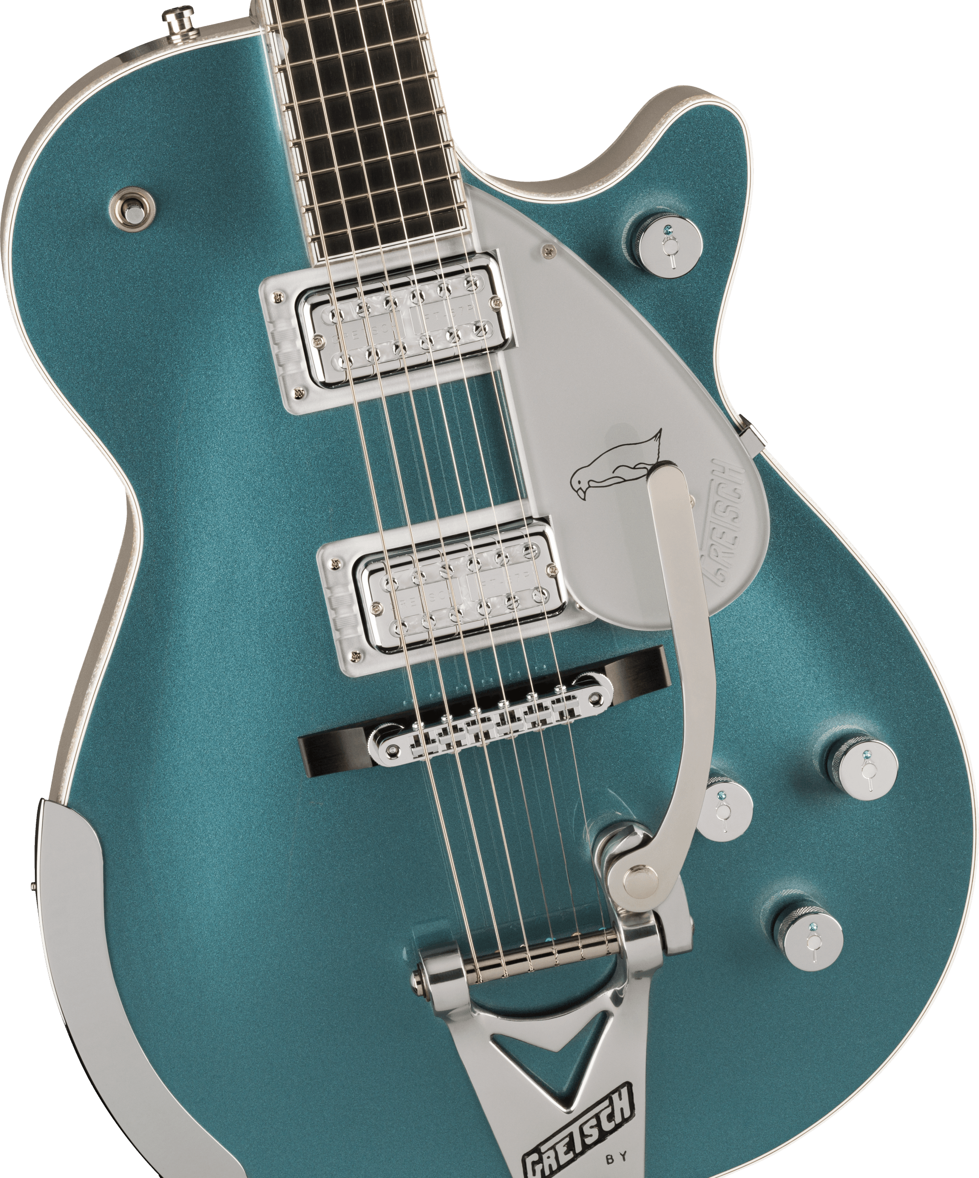 Gretsch G6134t-140 Ltd 140th Double-platinum Penguin Bigsby Pro Jap 2h Trem Eb - Two-tone Stone / Pure Platinum - Guitare Électrique Single Cut - Vari