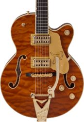Guitare électrique single cut Gretsch Professional Falcon Center Block Jr. Bigsby Ltd (Japan) - Roundup orange stain