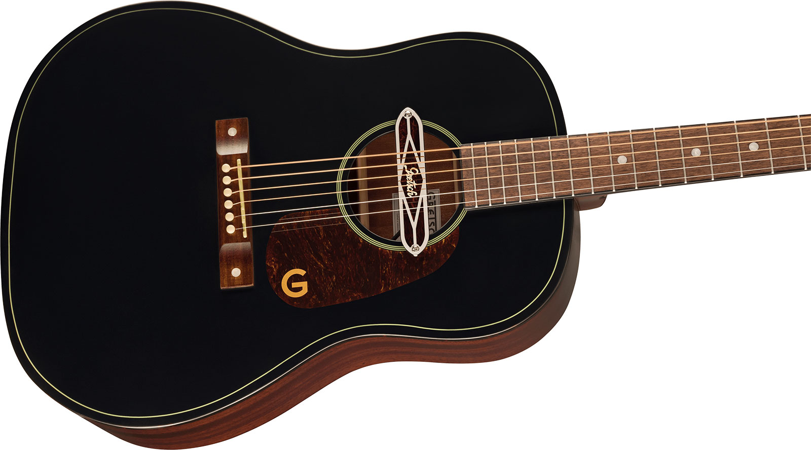 Gretsch Jim Dandy Deltoluxe Dreadnought Tout Sapele Noy - Black Top Semi Gloss - Guitare Electro Acoustique - Variation 2