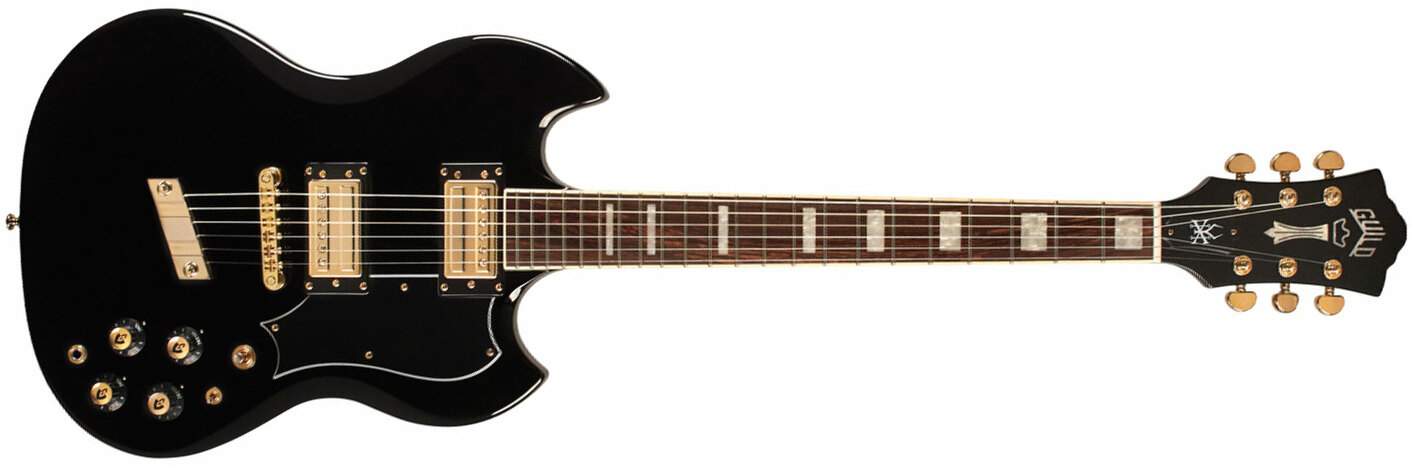 Guild Kim Thayil Polara Newark St Signature 2h Ht Rw - Black - Guitare Électrique Signature - Main picture