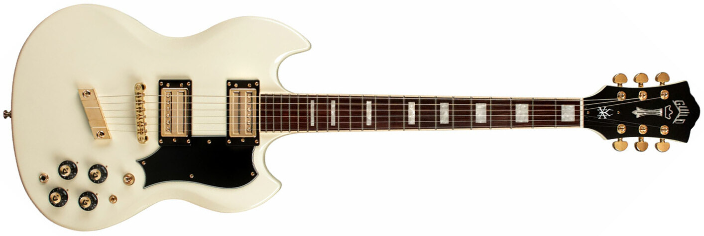 Guild Kim Thayil Polara Newark St Signature 2h Ht Rw - Vintage White - Guitare Électrique Signature - Main picture