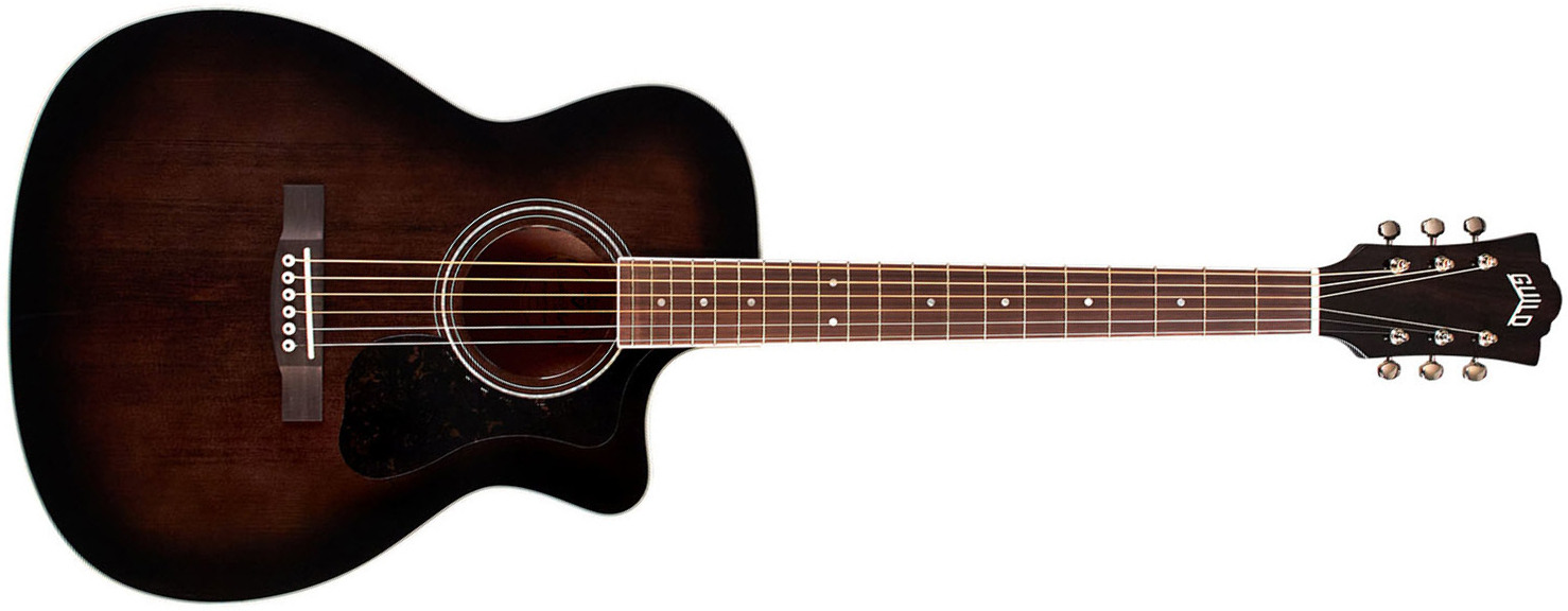 Guild Om-260ce Deluxe Flamed Mahogany Westerly Orchestra Cw Epicea Acajou Pf - Transparent Black Burst - Guitare Electro Acoustique - Main picture