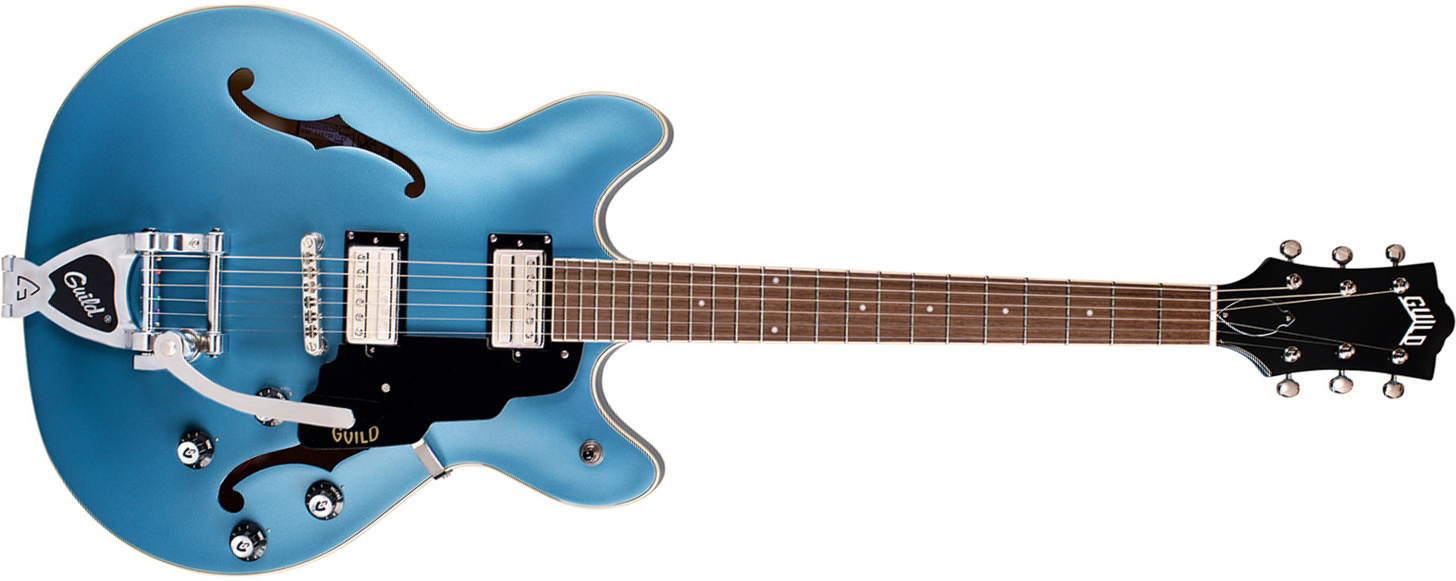 Guild Starfire I Dc Newark St Hh Bigsby Rw - Pelham Blue - Guitare Électrique 1/2 Caisse - Main picture