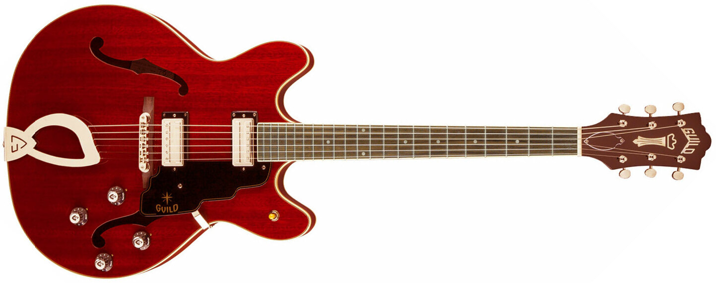 Guild Starfire Iv Newark St Hh Ht Rw - Cherry Red - Guitare Électrique 1/2 Caisse - Main picture