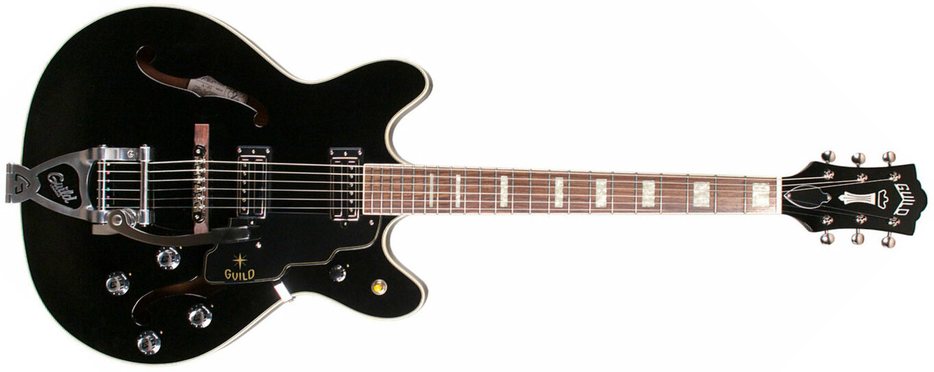 Guild Starfire V Newark St Hh Bigsby Rw - Black - Guitare Électrique 1/2 Caisse - Main picture