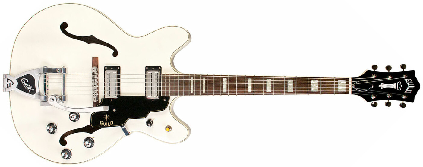 Guild Starfire V Newark St Hh Bigsby Rw - White - Guitare Électrique 1/2 Caisse - Main picture