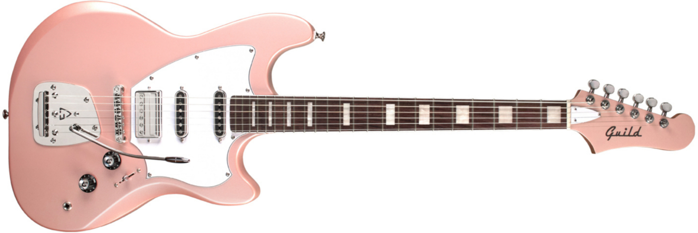 Guild Surfliner Deluxe Trem Hss Rw - Rose Quartz Metallic - Guitare Électrique RÉtro Rock - Main picture