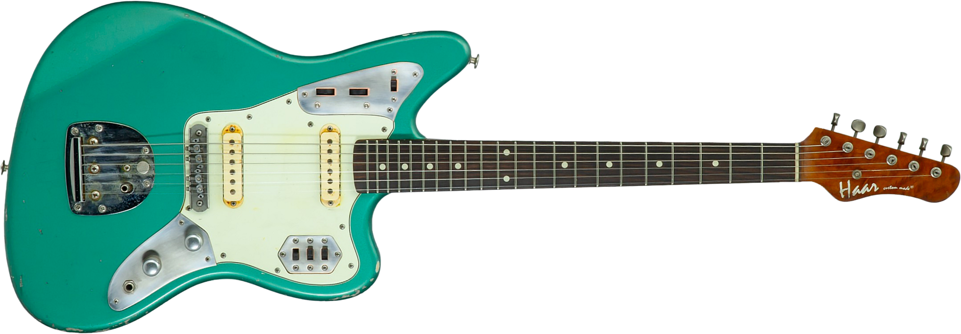 Haar Guitars Trad Jg 2s Amber Trem Rw #43594 - Aged Sherwood Green Metallic - Guitare Électrique RÉtro Rock - Main picture