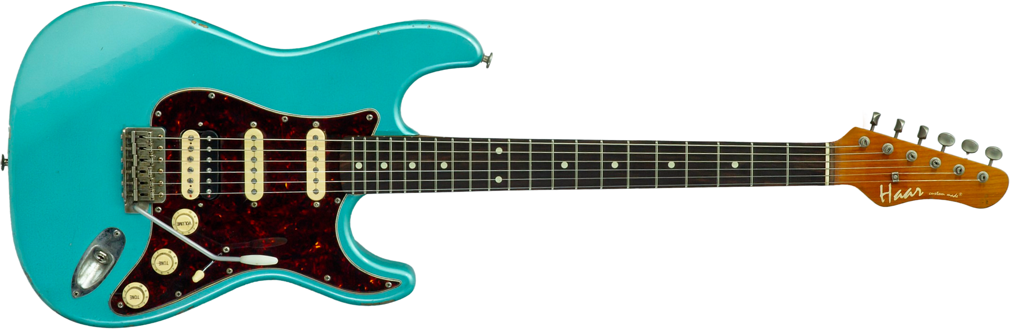 Haar Guitars Trad S Hss Lindy Fralin Trem Rw #43592 - Aged Teal Green Metallic - Guitare Électrique Forme Str - Main picture