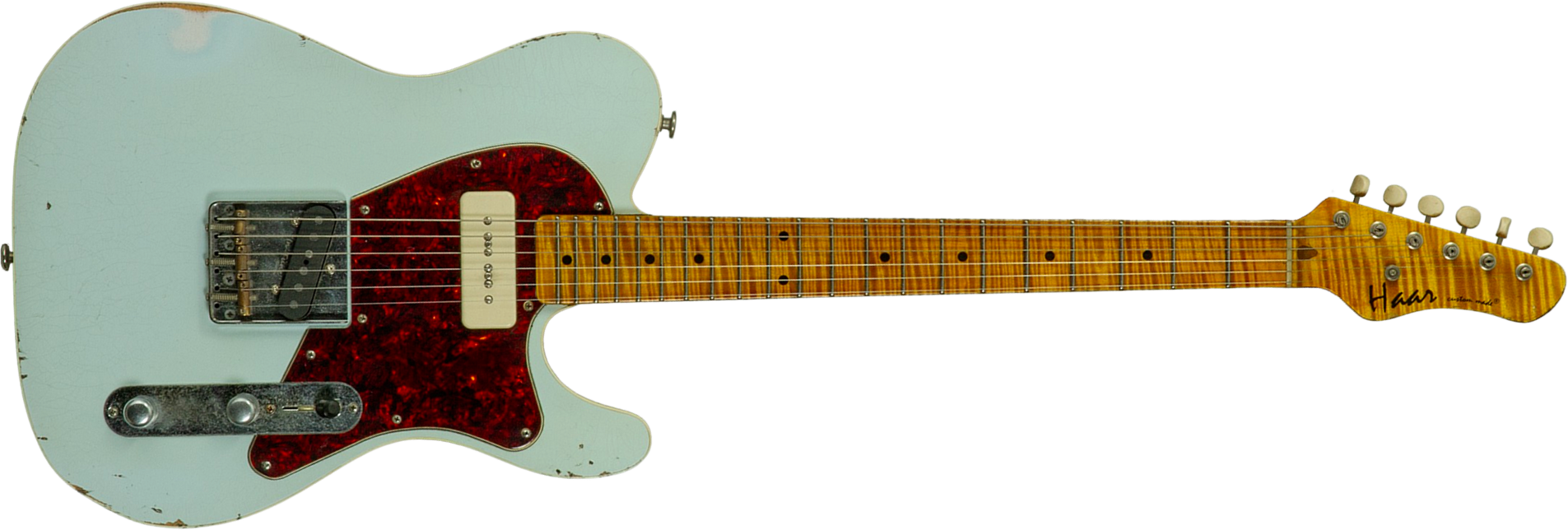 Haar Guitars Trad T  2s Lindy Fralin P90 #43675 - Aged Faded Sonic Blue - Guitare Électrique Forme Tel - Main picture
