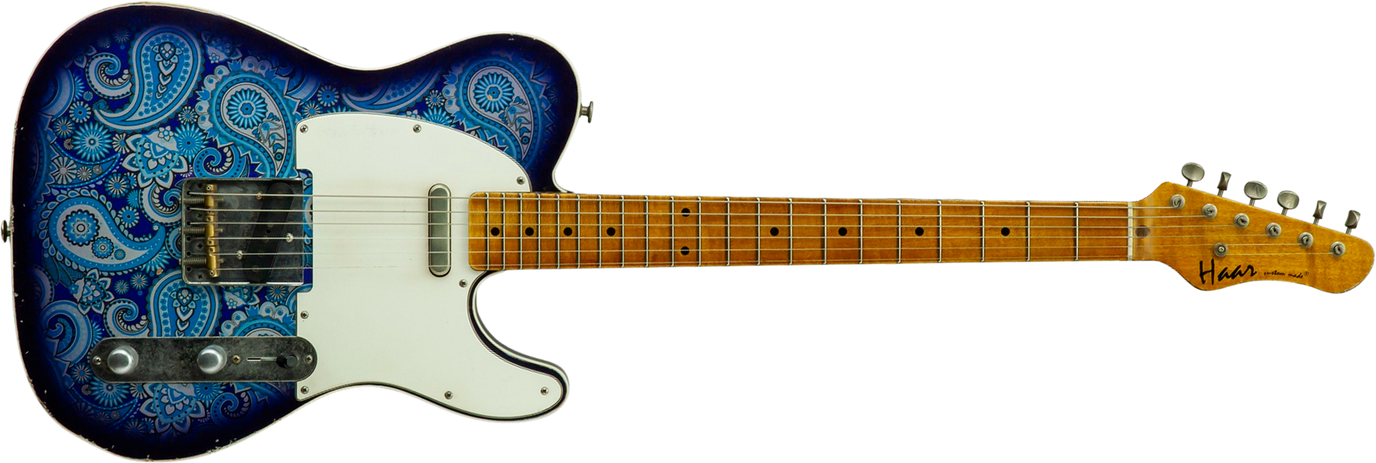 Haar Guitars Trad T Custom 2s Kloppmann. Mn  #43518 - Blue Paisley - Guitare Électrique Forme Tel - Main picture