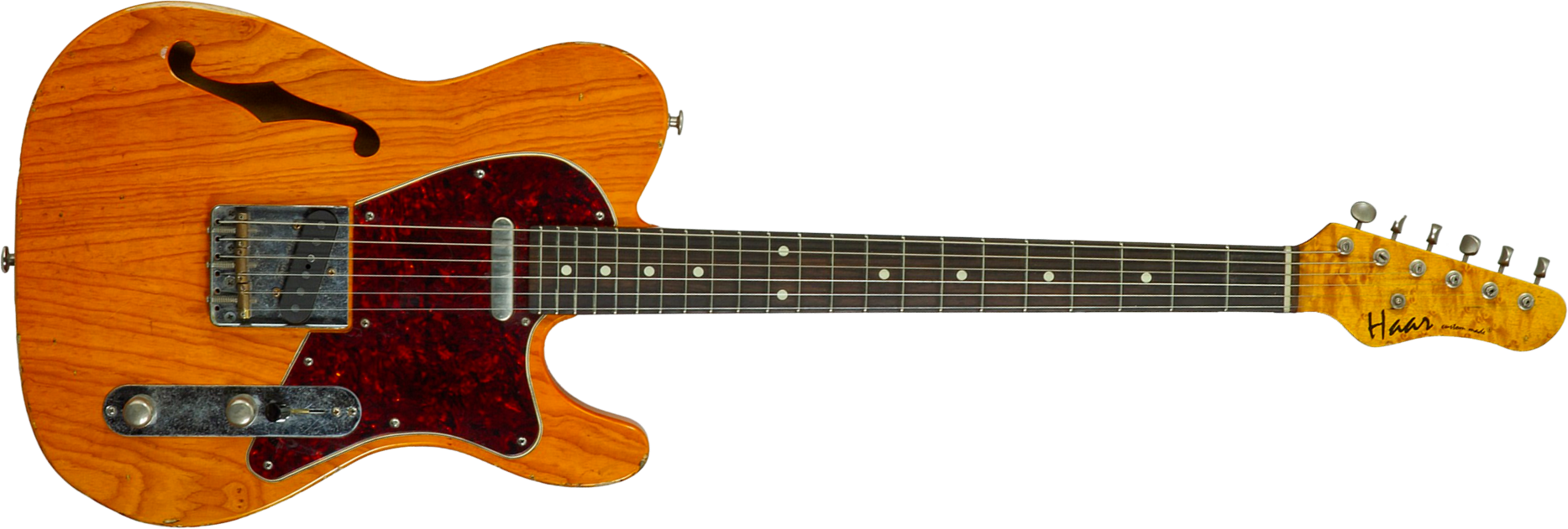 Haar Guitars Trad T Thinline 2s Lindy Fralin Rw #43673 - Aged Orange See Through - Guitare Électrique Forme Tel - Main picture