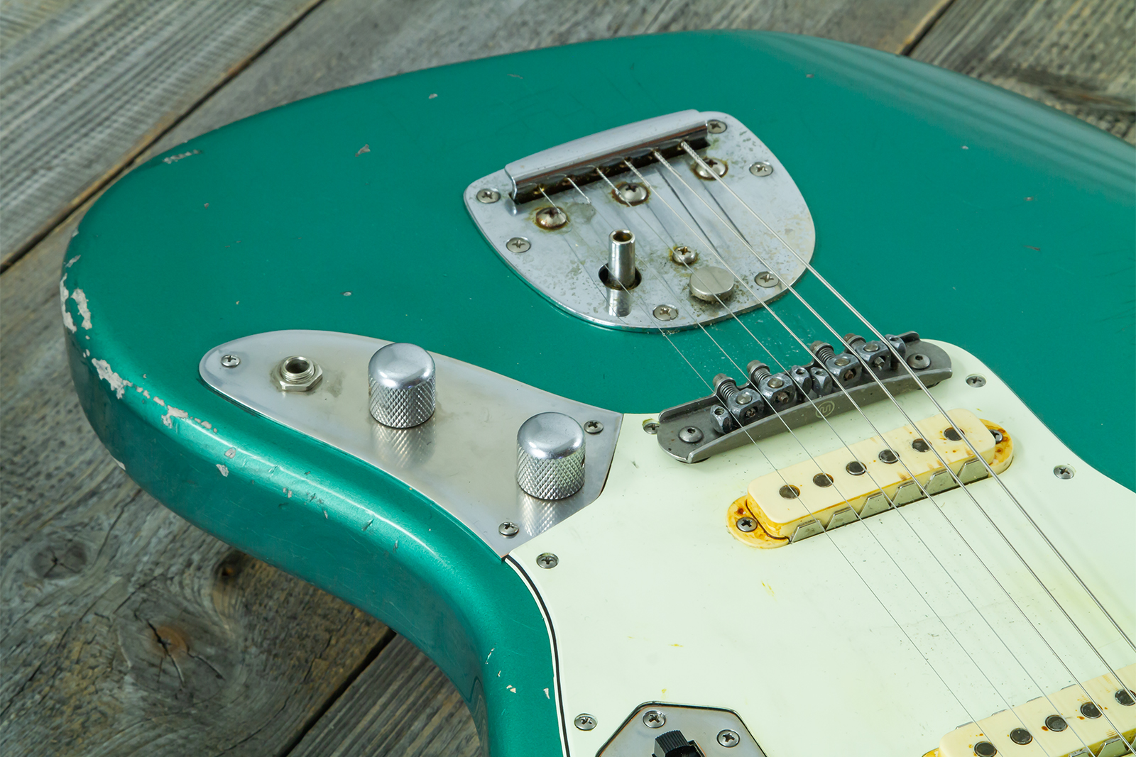 Haar Guitars Trad Jg 2s Amber Trem Rw #43594 - Aged Sherwood Green Metallic - Guitare Électrique RÉtro Rock - Variation 5