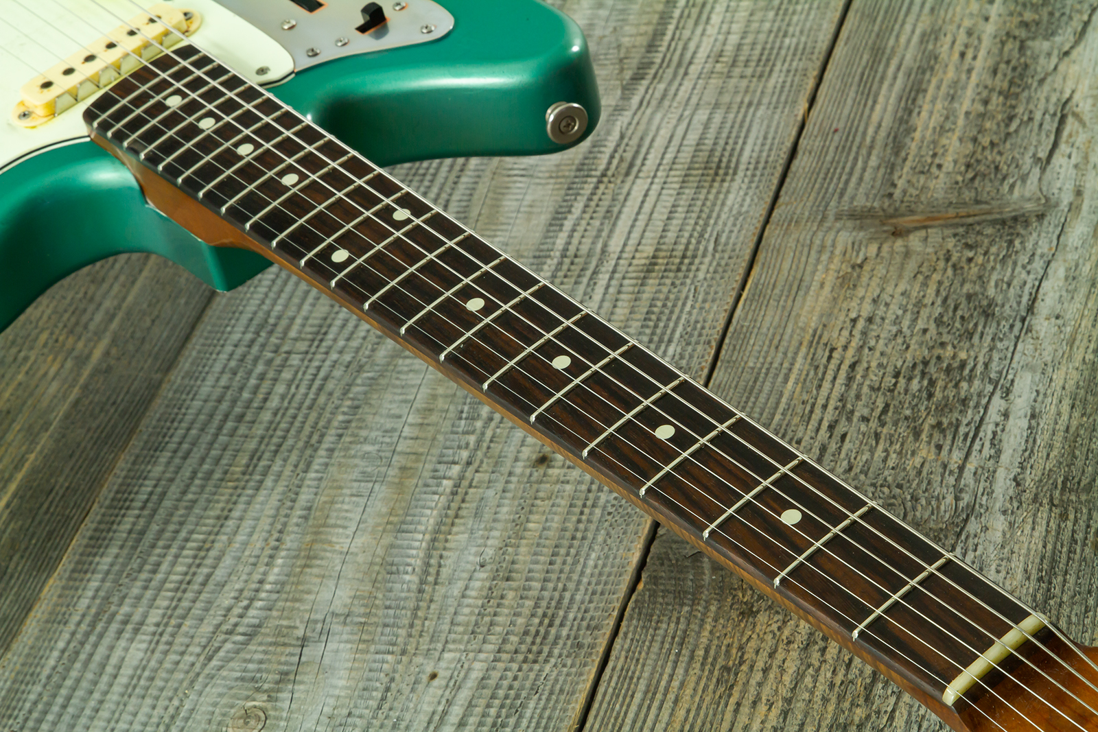 Haar Guitars Trad Jg 2s Amber Trem Rw #43594 - Aged Sherwood Green Metallic - Guitare Électrique RÉtro Rock - Variation 7
