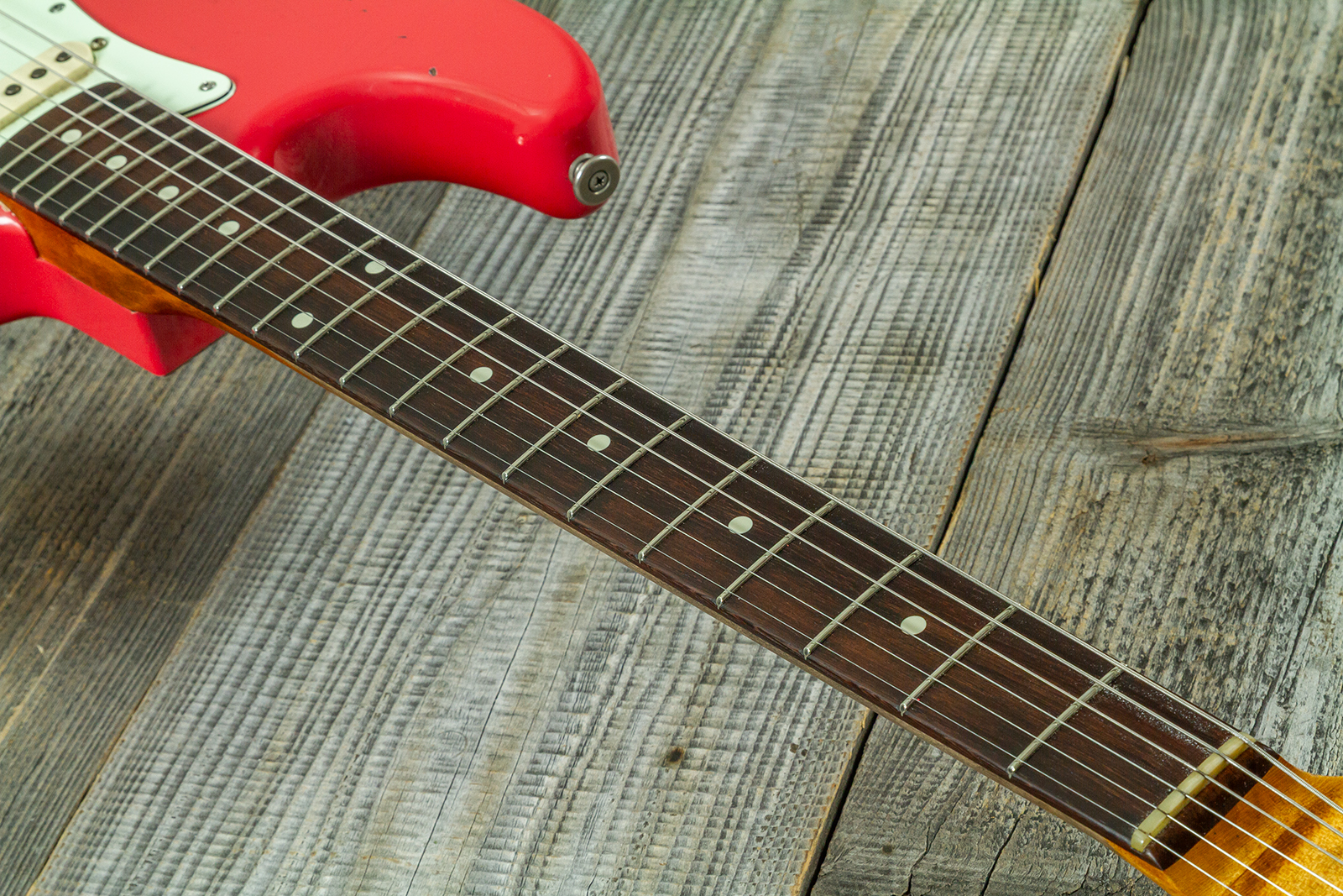 Haar Guitars Trad S 3s Klopppmann Trem Rw #43486 - Aged Fiesta Red - Guitare Électrique Forme Str - Variation 5