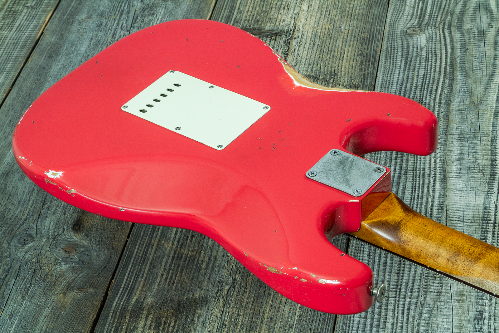 Haar Guitars Trad S 3s Klopppmann Trem Rw #43486 - Aged Fiesta Red - Guitare Électrique Forme Str - Variation 7