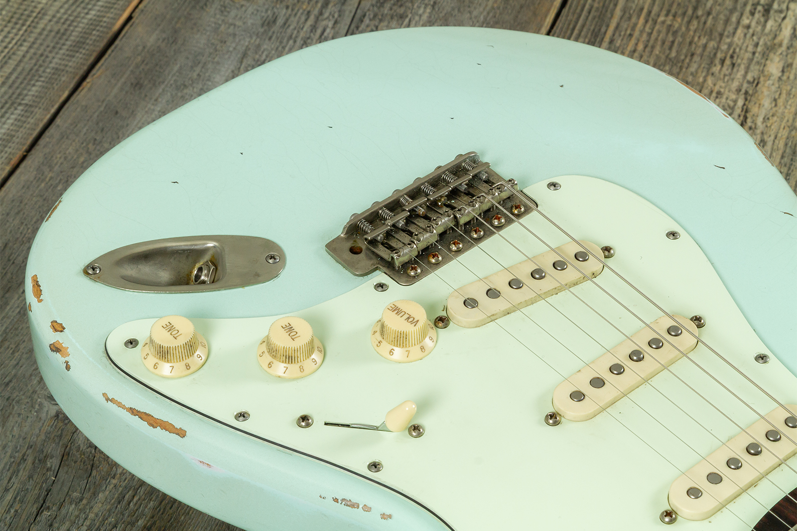 Haar Guitars Trad S 3s Lindy Fralin Trem Rw #43487 - Aged Surf Green - Guitare Électrique Forme Str - Variation 3