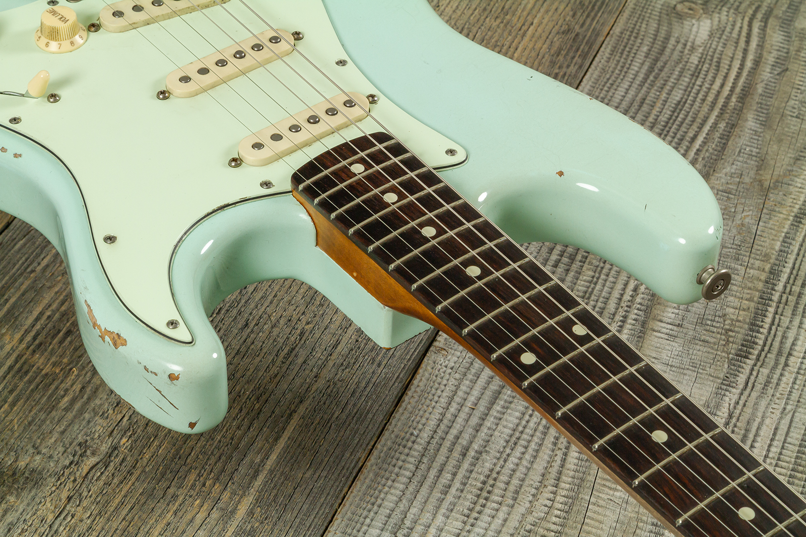 Haar Guitars Trad S 3s Lindy Fralin Trem Rw #43487 - Aged Surf Green - Guitare Électrique Forme Str - Variation 4