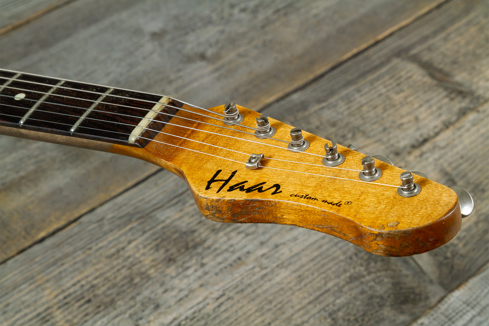 Haar Guitars Trad S 3s Lindy Fralin Trem Rw #43487 - Aged Surf Green - Guitare Électrique Forme Str - Variation 6