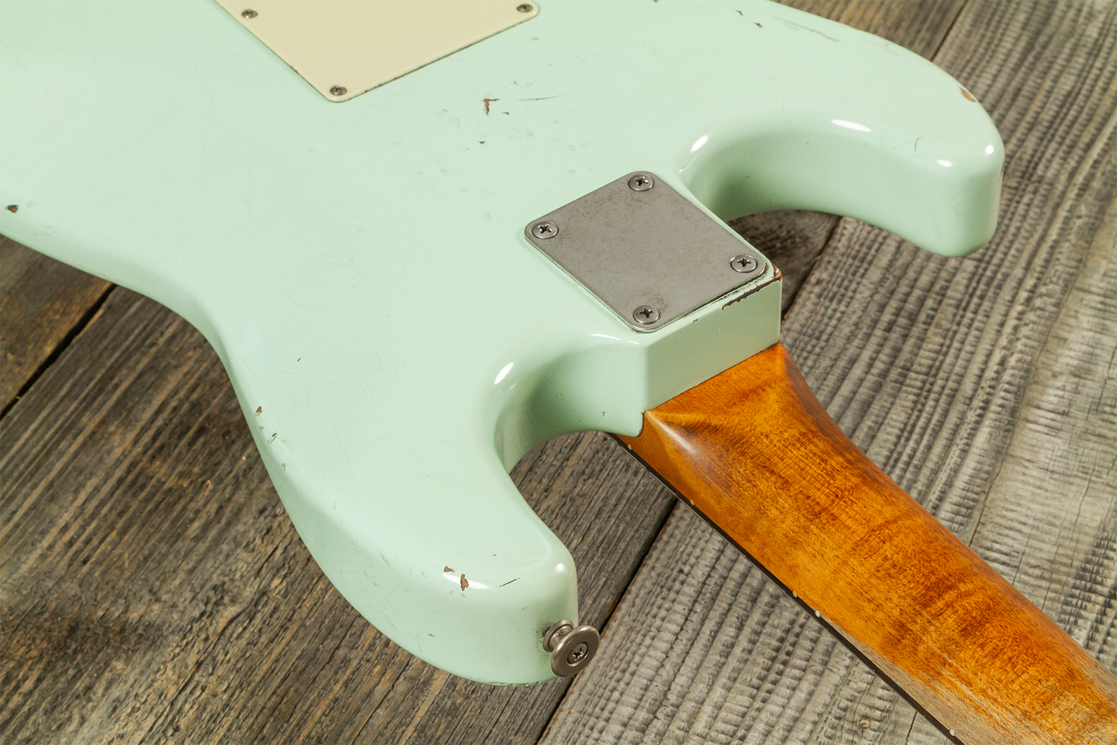 Haar Guitars Trad S 3s Lindy Fralin Trem Rw #43487 - Aged Surf Green - Guitare Électrique Forme Str - Variation 8