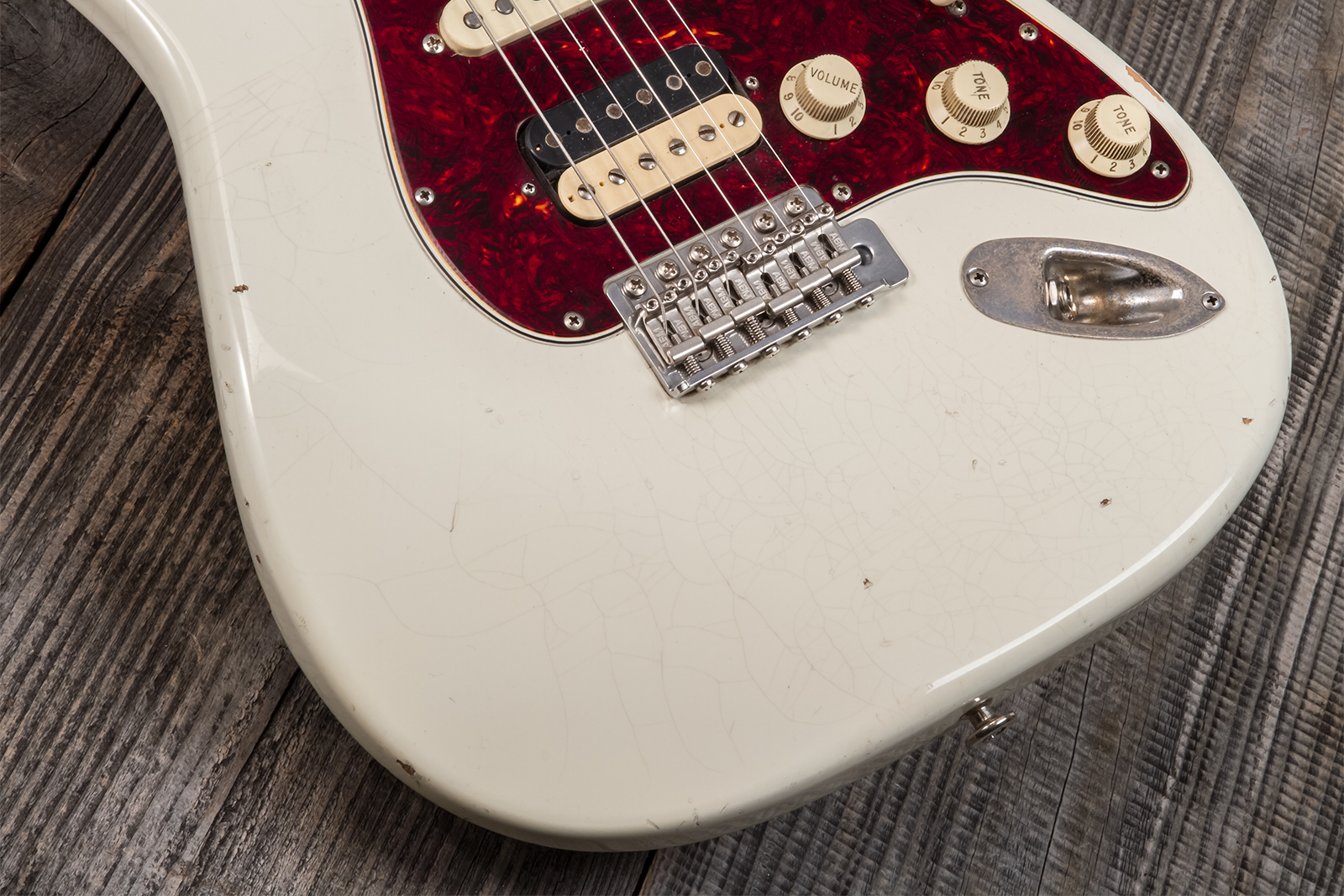 Haar Guitars Trad S Hss Lindy Fralin Trem Rw #42275 - Aged Olympic White - Guitare Électrique Forme Str - Variation 3