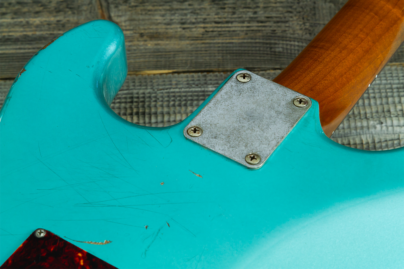 Haar Guitars Trad S Hss Lindy Fralin Trem Rw #43592 - Aged Teal Green Metallic - Guitare Électrique Forme Str - Variation 11