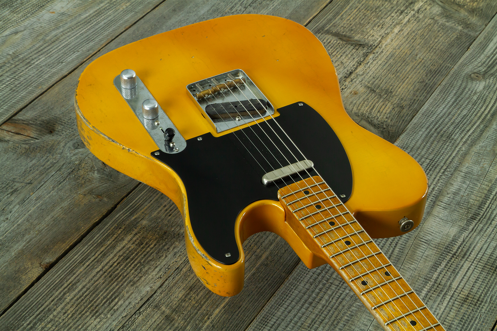 Haar Guitars Trad T 2s Amber Ht Mn #43590 - Aged Butterscotch - Guitare Électrique Forme Tel - Variation 2