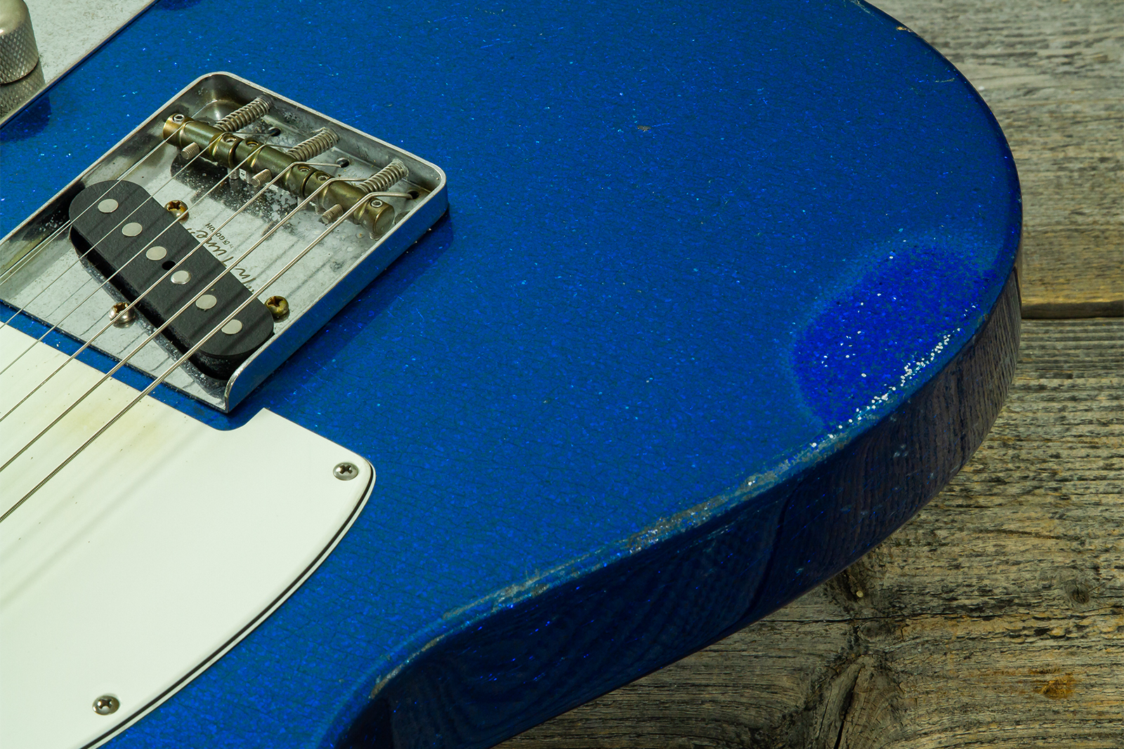 Haar Guitars Trad T 2s Lindy Fralin #43671 - Aged Sparkle Blue - Guitare Électrique Forme Tel - Variation 3