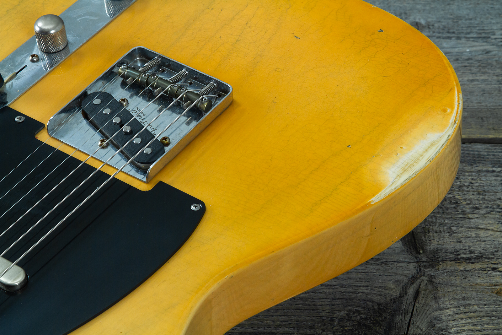 Haar Guitars Trad T 2s Lindy Fralin Mn #43672 - Aged Butterscotch - Guitare Électrique Forme Tel - Variation 3