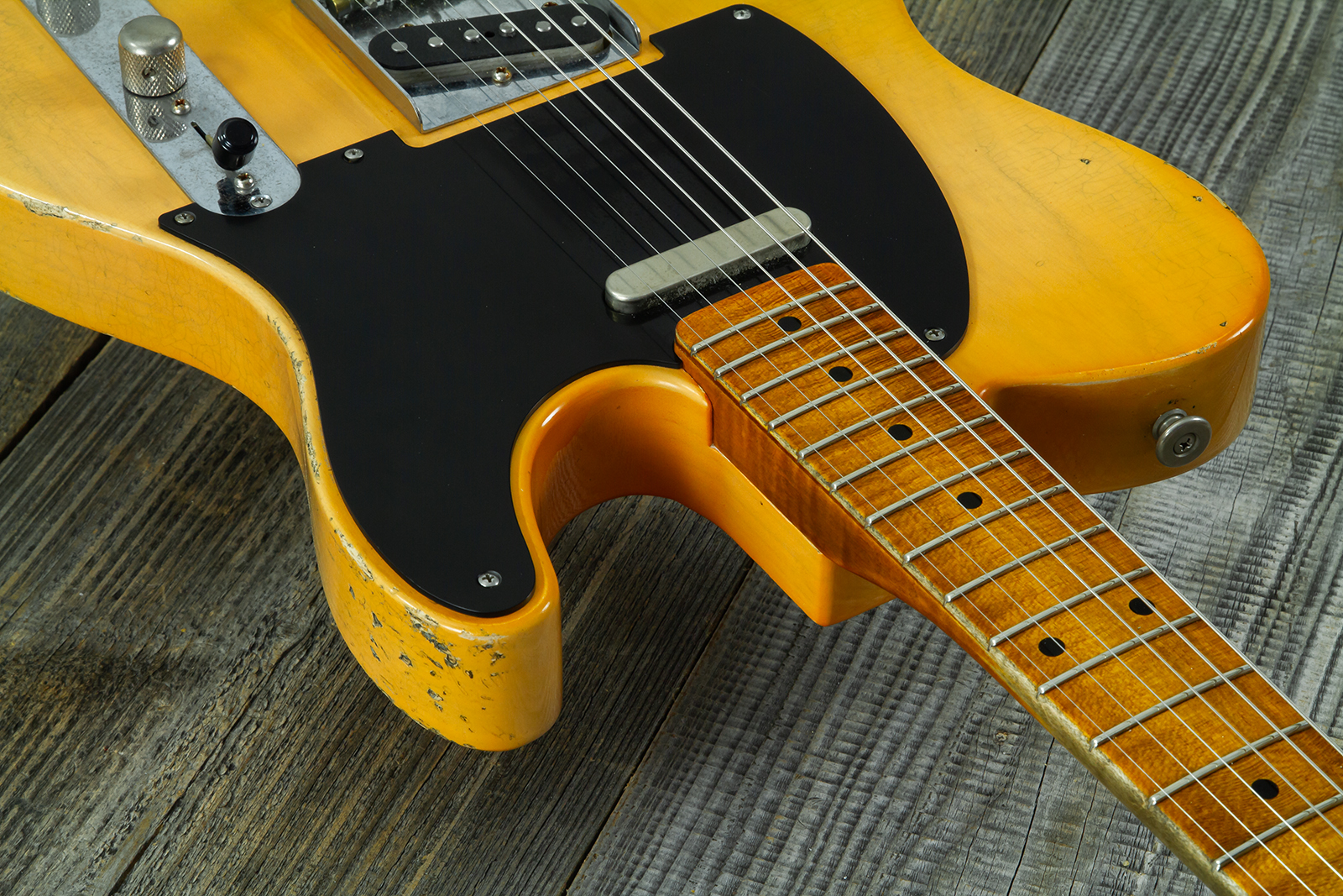 Haar Guitars Trad T 2s Lindy Fralin Mn #43672 - Aged Butterscotch - Guitare Électrique Forme Tel - Variation 5