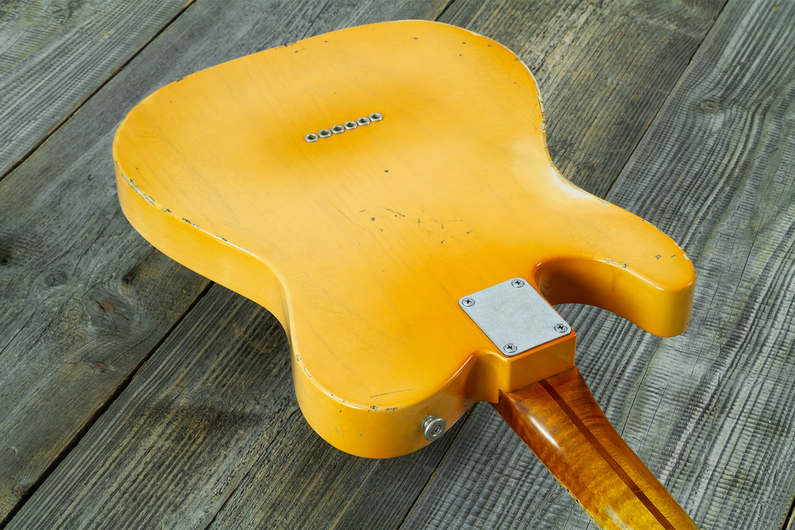 Haar Guitars Trad T 2s Lindy Fralin Mn #43672 - Aged Butterscotch - Guitare Électrique Forme Tel - Variation 8