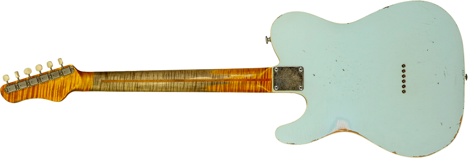 Haar Guitars Trad T  2s Lindy Fralin P90 #43675 - Aged Faded Sonic Blue - Guitare Électrique Forme Tel - Variation 9