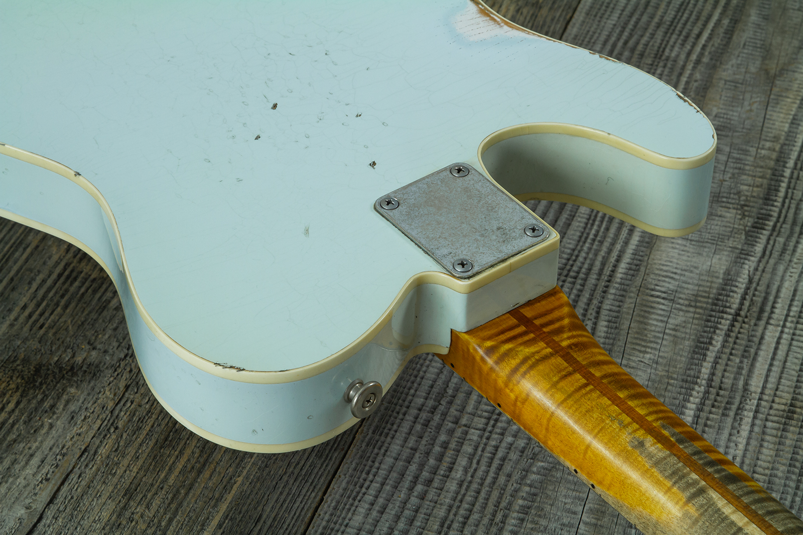 Haar Guitars Trad T  2s Lindy Fralin P90 #43675 - Aged Faded Sonic Blue - Guitare Électrique Forme Tel - Variation 11