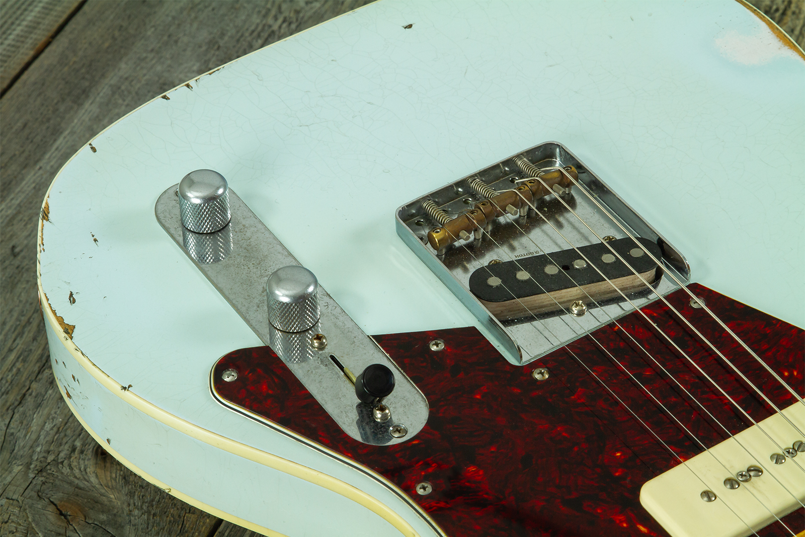 Haar Guitars Trad T  2s Lindy Fralin P90 #43675 - Aged Faded Sonic Blue - Guitare Électrique Forme Tel - Variation 5