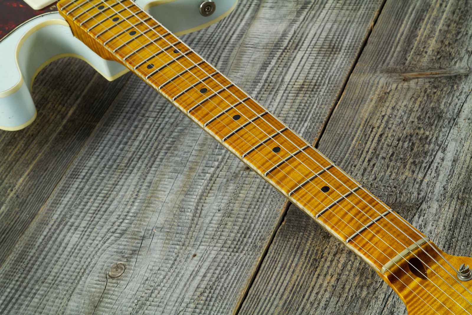 Haar Guitars Trad T  2s Lindy Fralin P90 #43675 - Aged Faded Sonic Blue - Guitare Électrique Forme Tel - Variation 7