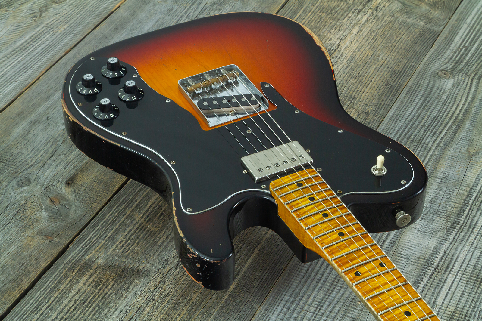 Haar Guitars Trad T 72 Sh Lindy Fralin Mn #43667 - Aged 3 Tone Sunburst - Guitare Électrique Forme Tel - Variation 2