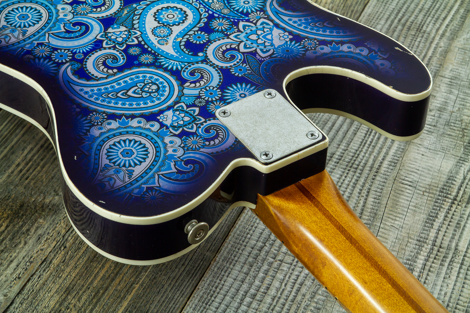 Haar Guitars Trad T Custom 2s Kloppmann. Mn  #43518 - Blue Paisley - Guitare Électrique Forme Tel - Variation 9